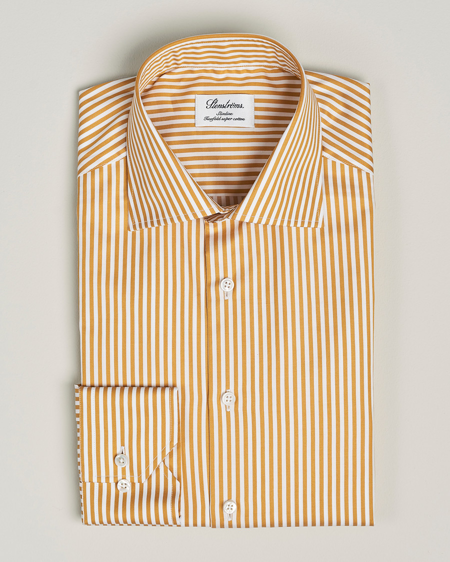 Mies | Kauluspaidat | Stenströms | Slimline Cut Away Striped Shirt Yellow