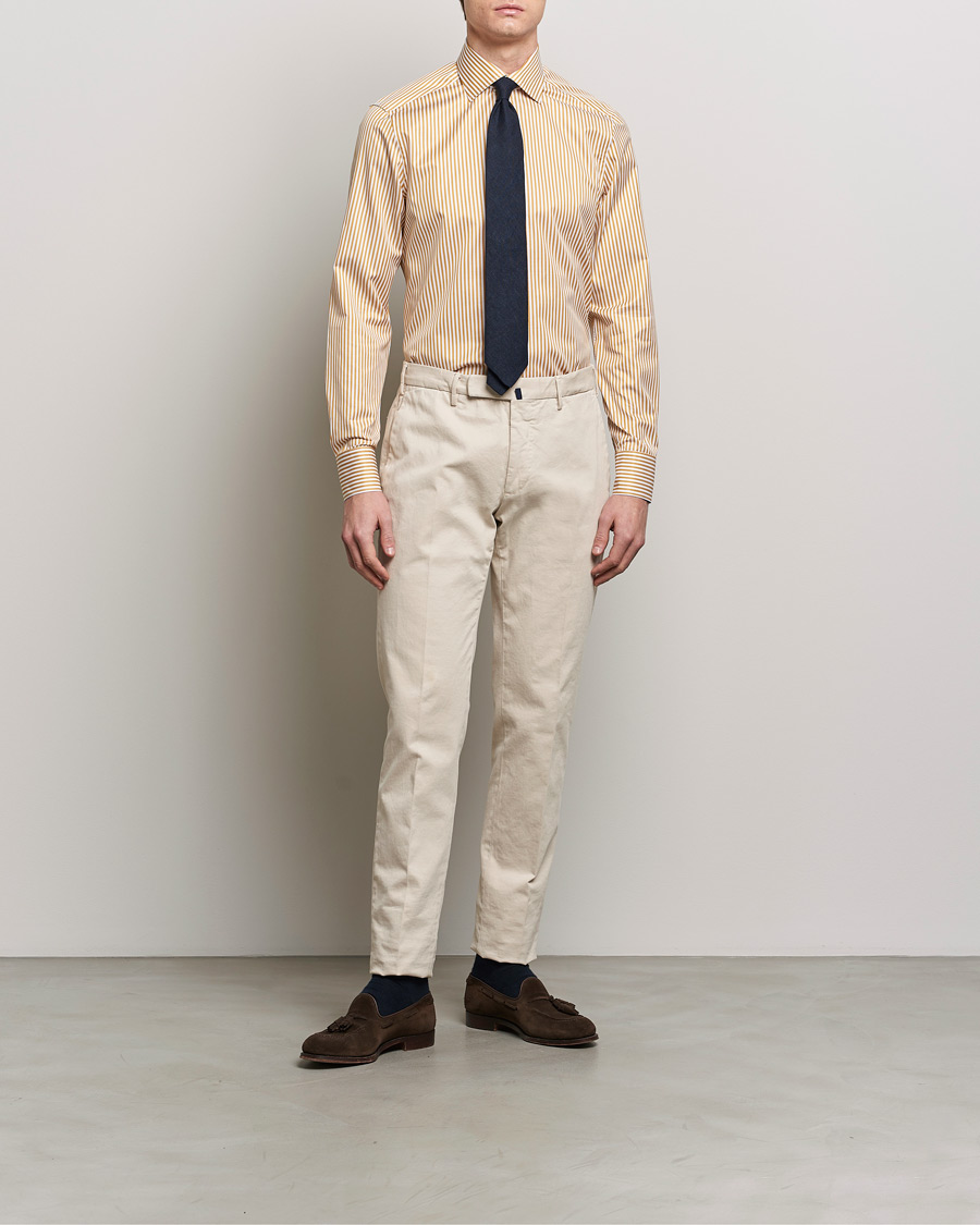 Mies | Kauluspaidat | Stenströms | Slimline Cut Away Striped Shirt Yellow