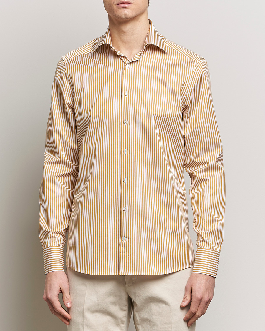 Mies | Kauluspaidat | Stenströms | Slimline Cut Away Striped Shirt Yellow