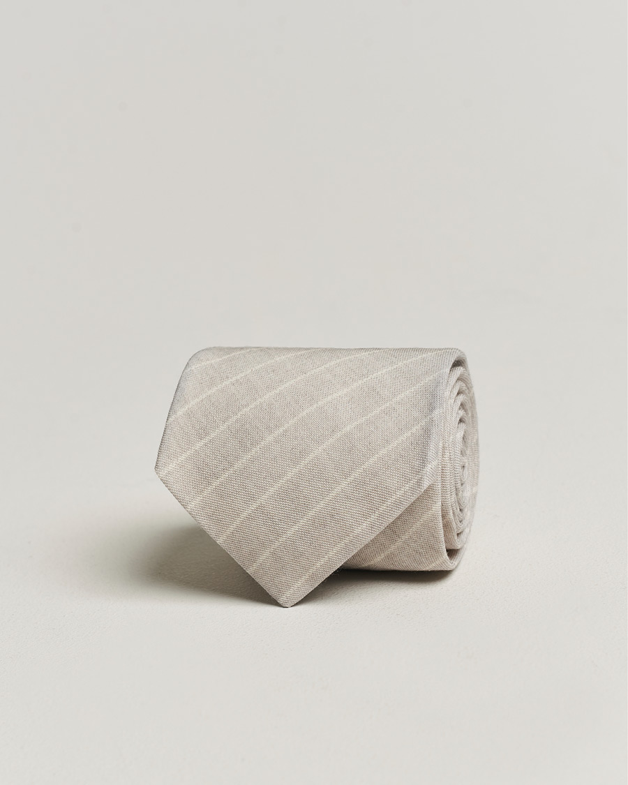 Mies | Stenströms Striped Cotton/Wool Tie Grey | Stenströms | Striped Cotton/Wool Tie Grey