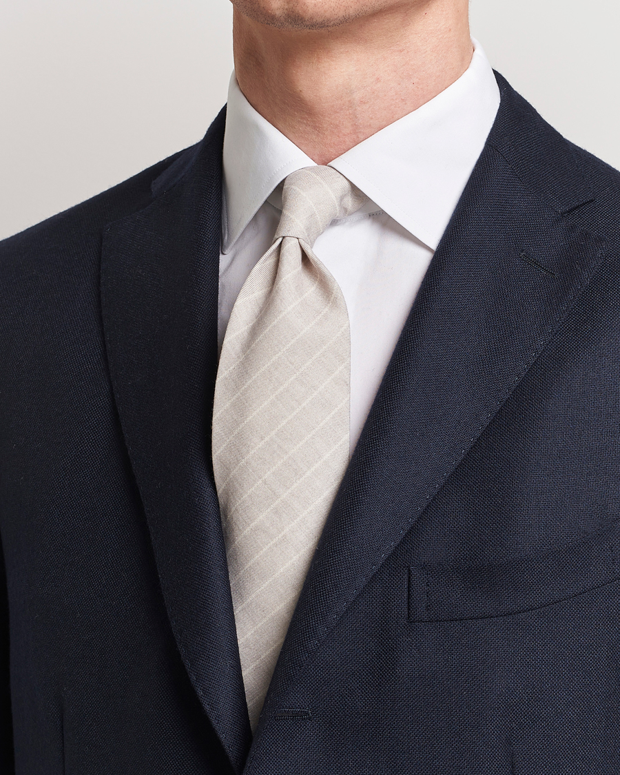 Mies |  | Stenströms | Striped Cotton/Wool Tie Grey
