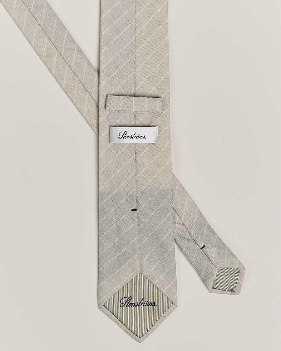 Mies | Stenströms Striped Cotton/Wool Tie Grey | Stenströms | Striped Cotton/Wool Tie Grey