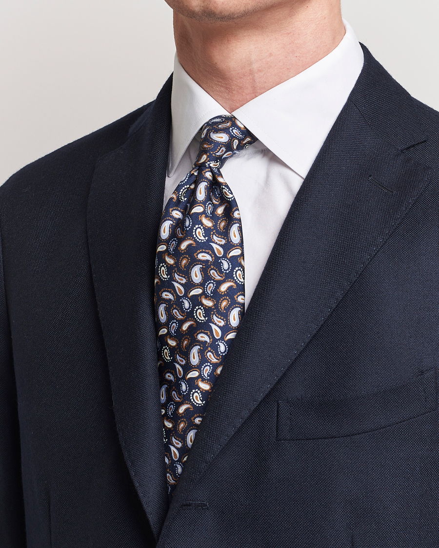 Mies | Stenströms Paisley Silk Tie Navy | Stenströms | Paisley Silk Tie Navy