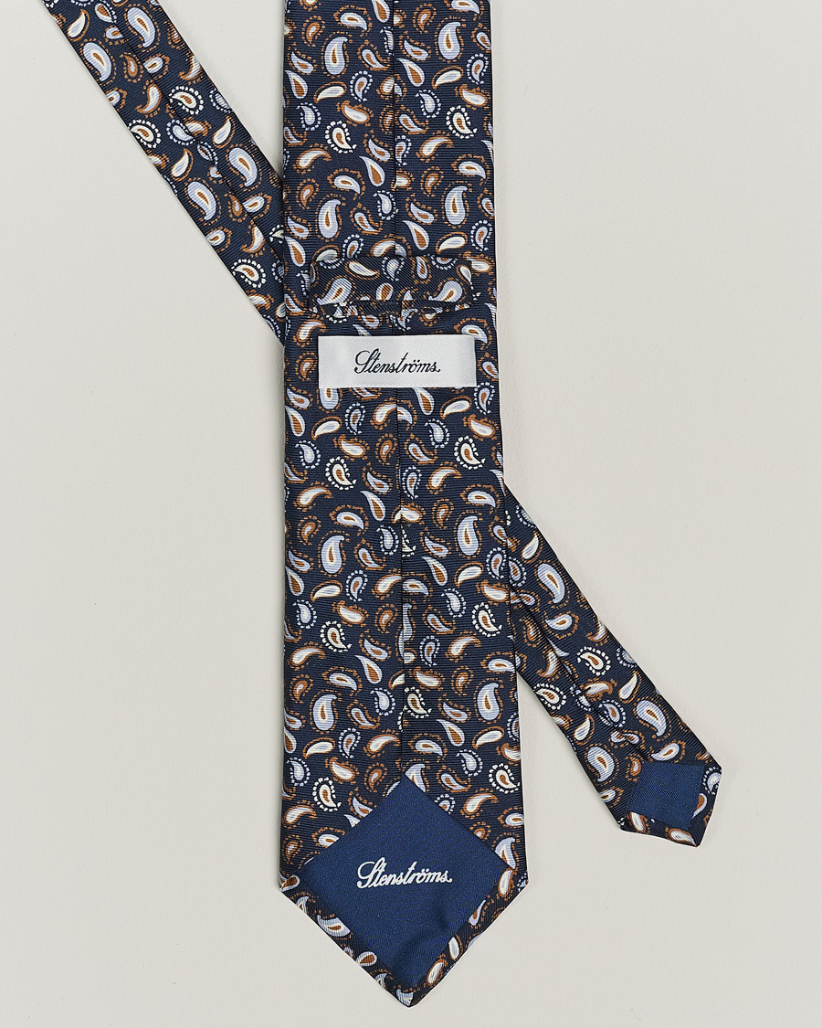 Mies | Stenströms Paisley Silk Tie Navy | Stenströms | Paisley Silk Tie Navy