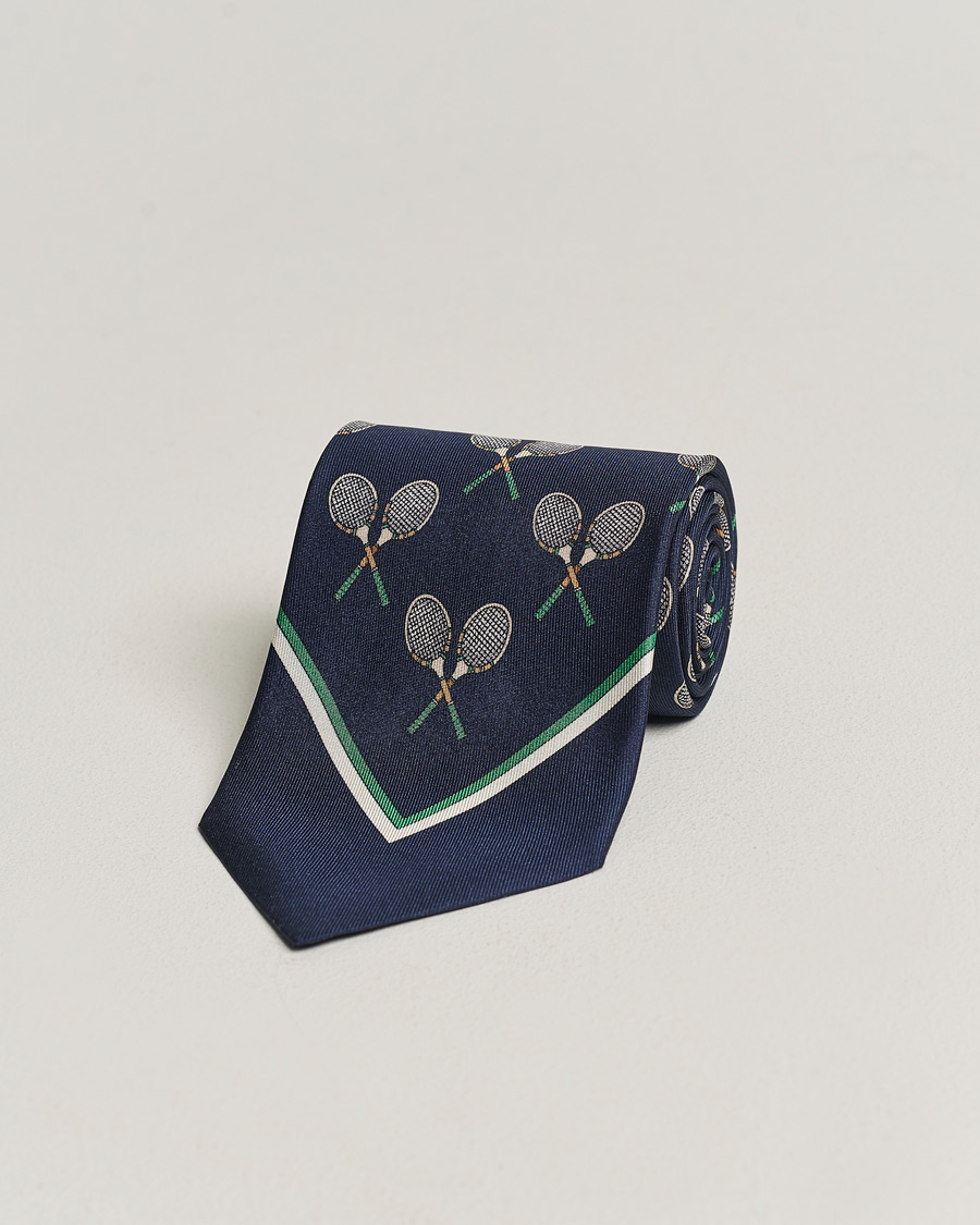 Mies | Stenströms Silk Tennis Tie Navy/Green | Stenströms | Silk Tennis Tie Navy/Green