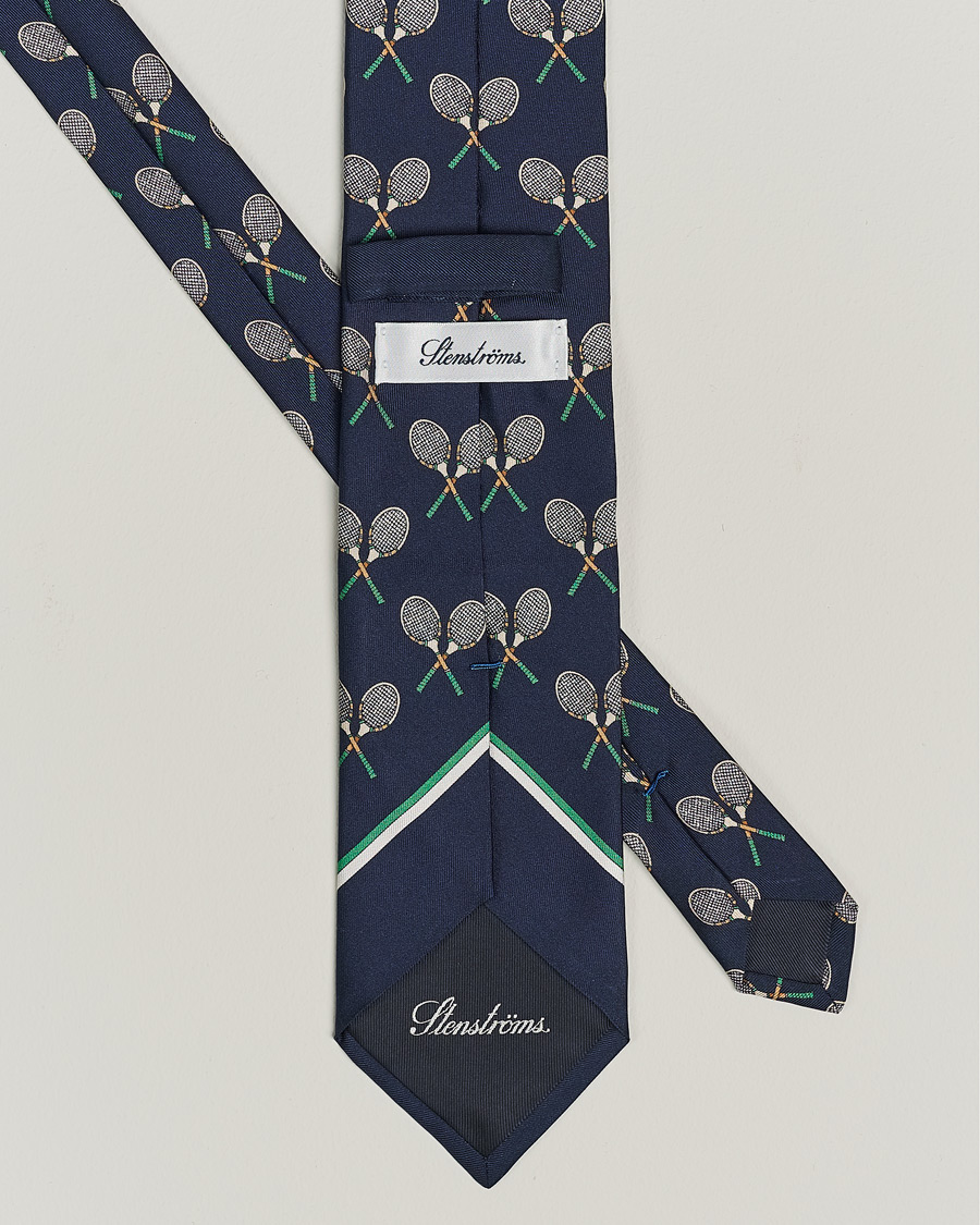 Mies | Stenströms Silk Tennis Tie Navy/Green | Stenströms | Silk Tennis Tie Navy/Green
