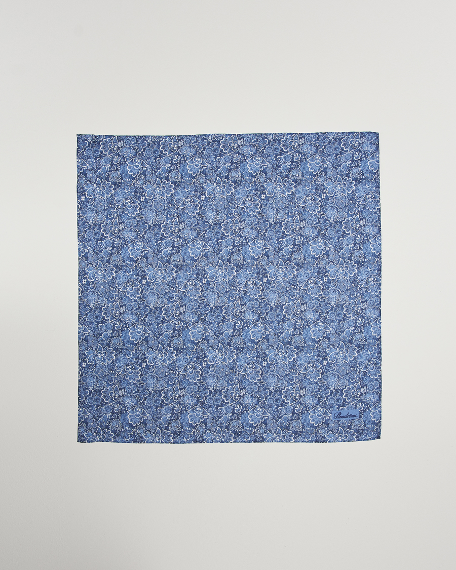Mies | Stenströms Flower Printed Linen Bandana Blue | Stenströms | Flower Printed Linen Bandana Blue
