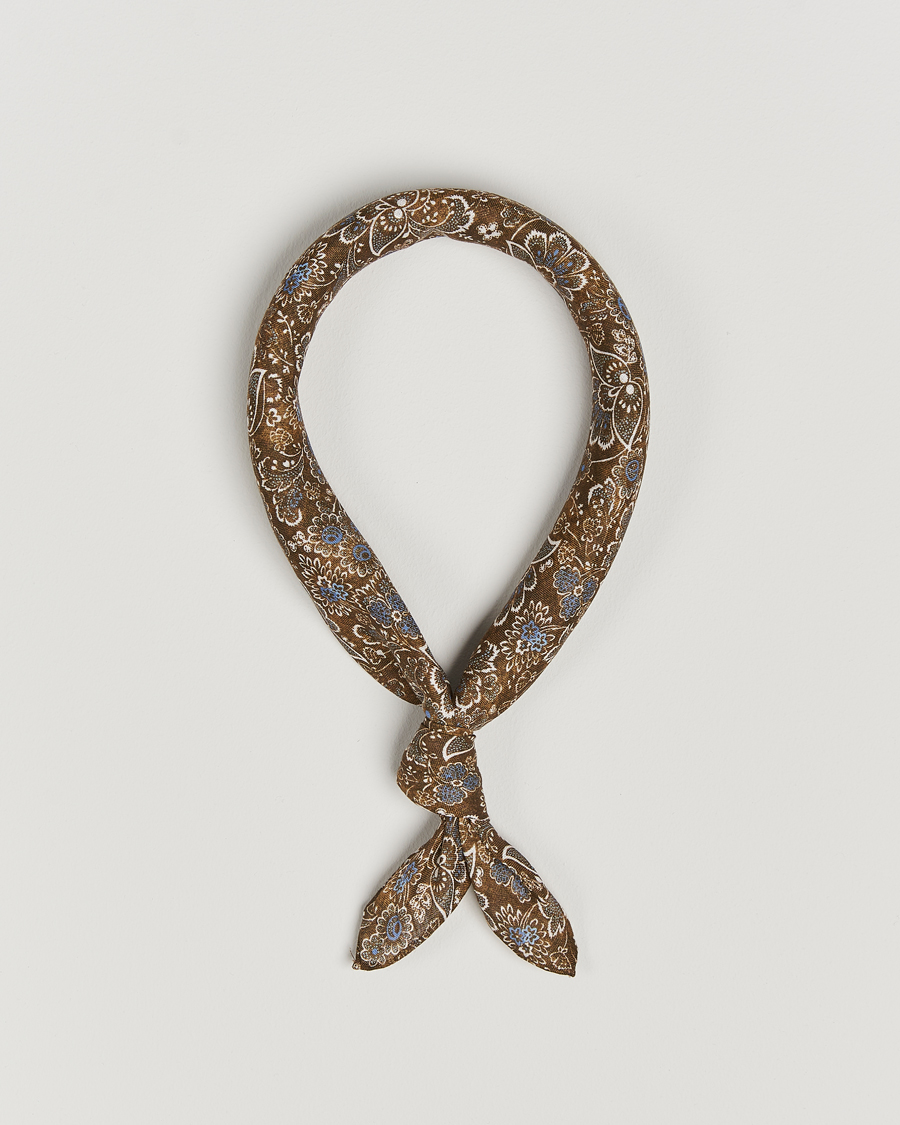 Mies | Stenströms Flower Printed Linen Bandana Brown | Stenströms | Flower Printed Linen Bandana Brown