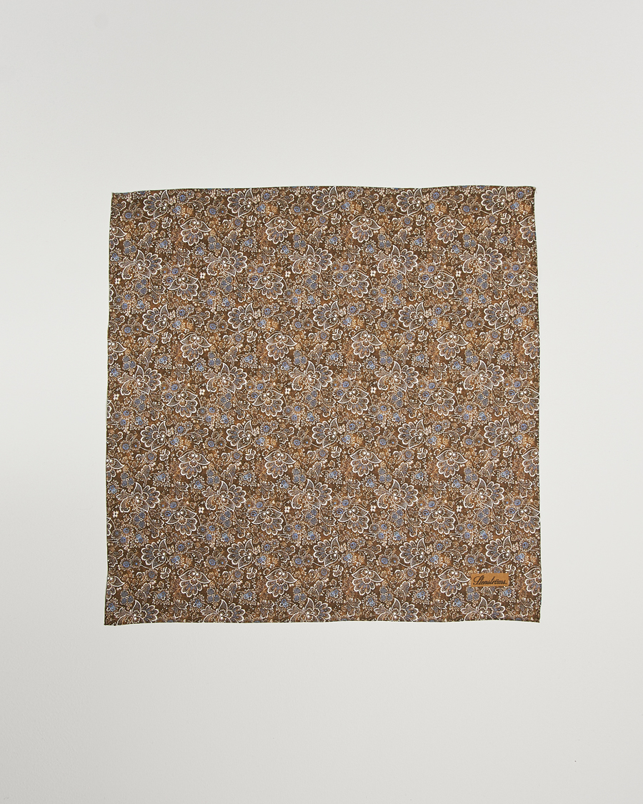 Mies | Stenströms Flower Printed Linen Bandana Brown | Stenströms | Flower Printed Linen Bandana Brown