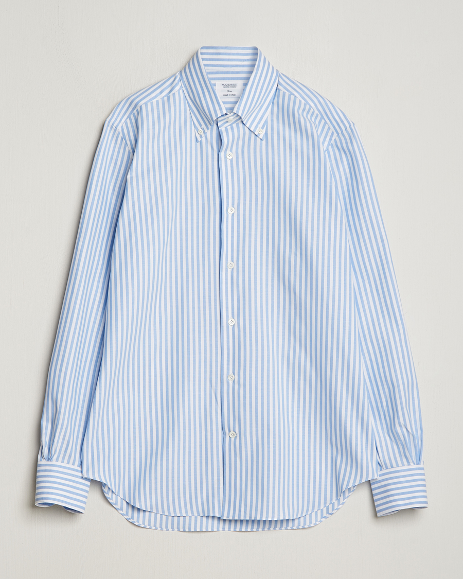 Mies | Kauluspaidat | Mazzarelli | Soft Oxford Button Down Shirt Blue Stripe