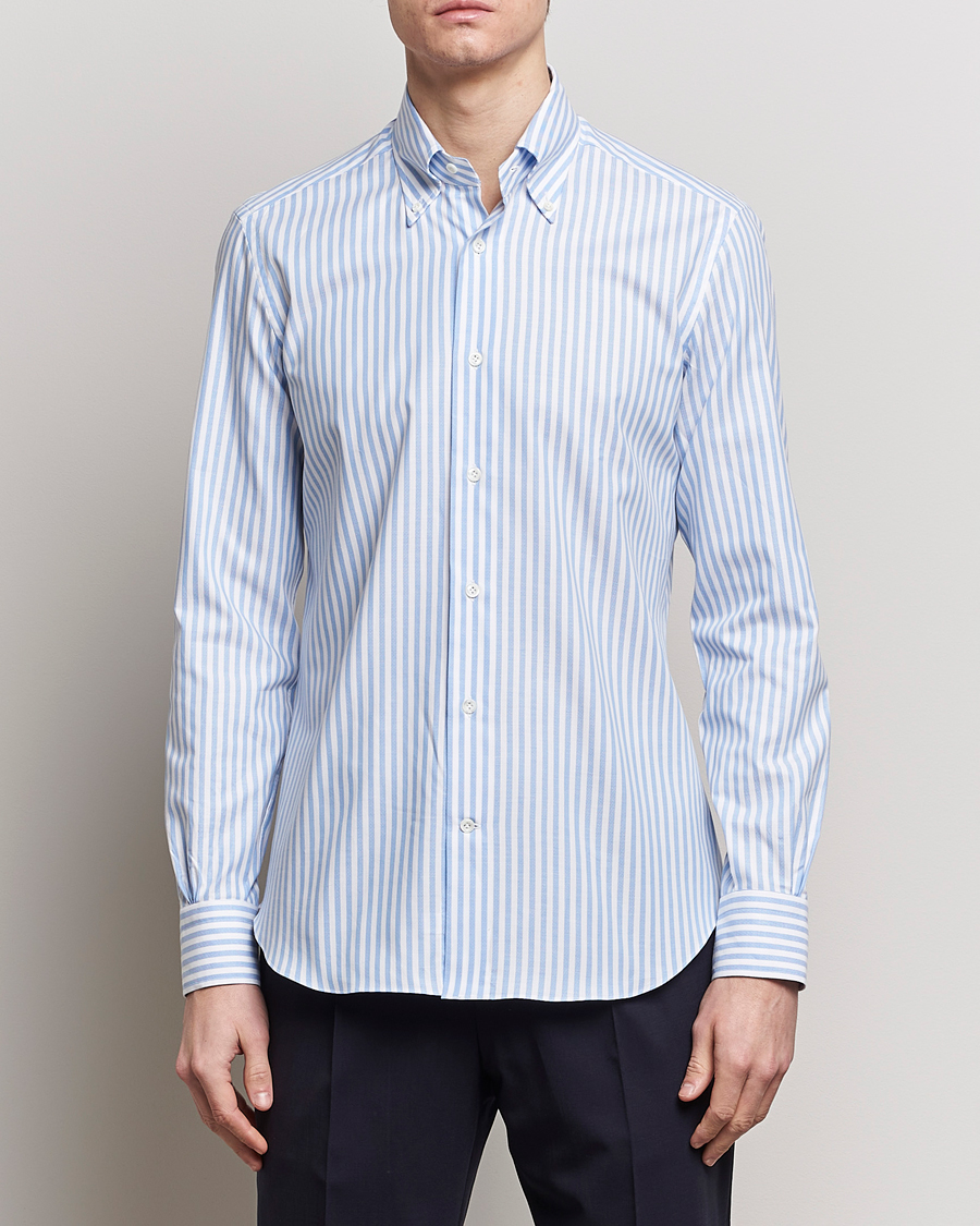 Mies | Kauluspaidat | Mazzarelli | Soft Oxford Button Down Shirt Blue Stripe