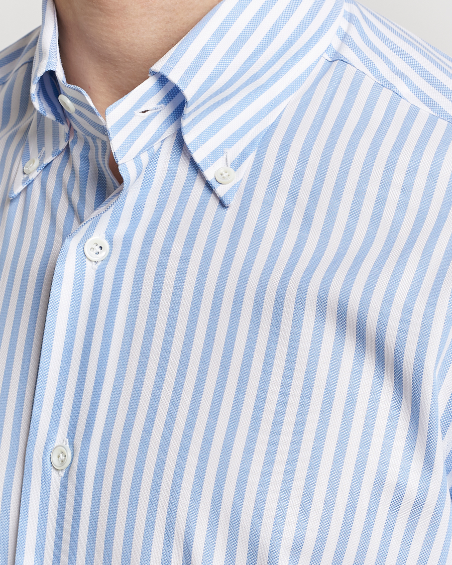 Mies | Kauluspaidat | Mazzarelli | Soft Oxford Button Down Shirt Blue Stripe
