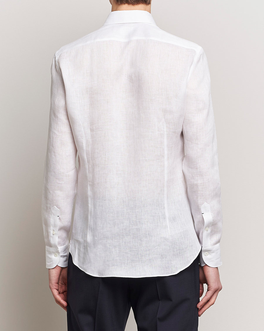 Mies | Kauluspaidat | Mazzarelli | Soft Linen Cut Away Shirt White