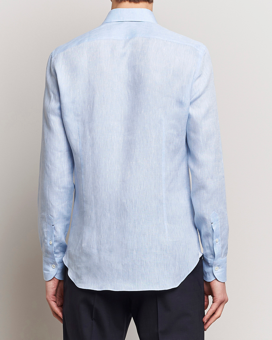 Mies | Kauluspaidat | Mazzarelli | Soft Linen Cut Away Shirt Light Blue