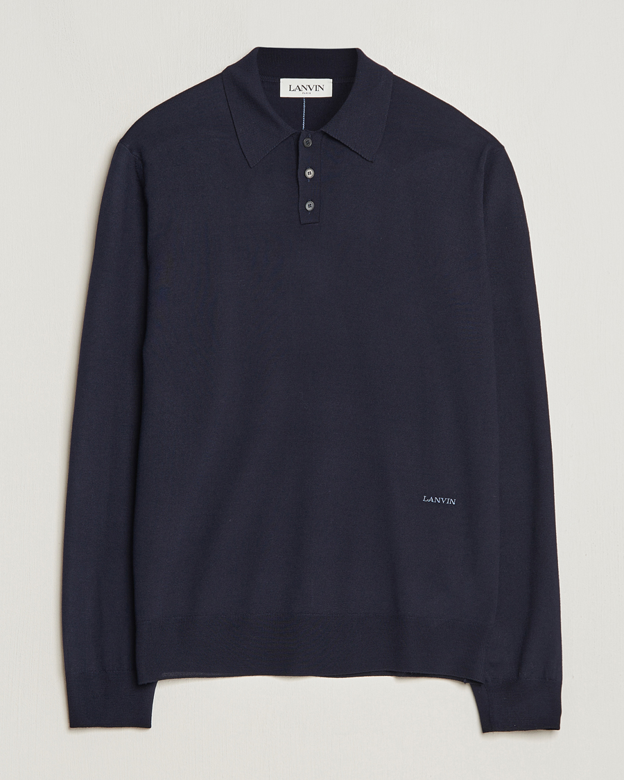 Mies | Puserot | Lanvin | Merino Wool Knitted Polo Thunder