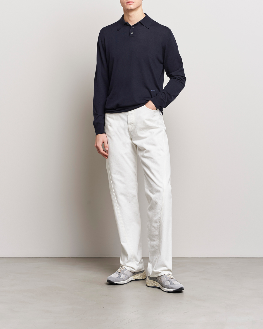 Mies | Puserot | Lanvin | Merino Wool Knitted Polo Thunder