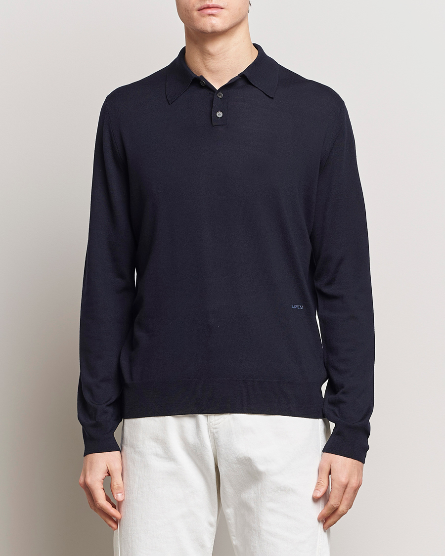 Mies | Puserot | Lanvin | Merino Wool Knitted Polo Thunder