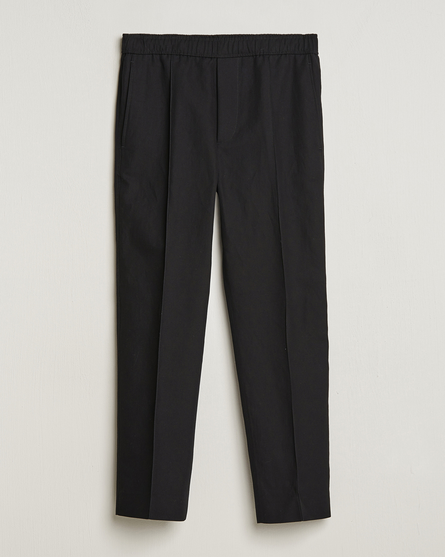 Mies | Housut | Lanvin | Cotton/Linen Drawstring Trousers Black