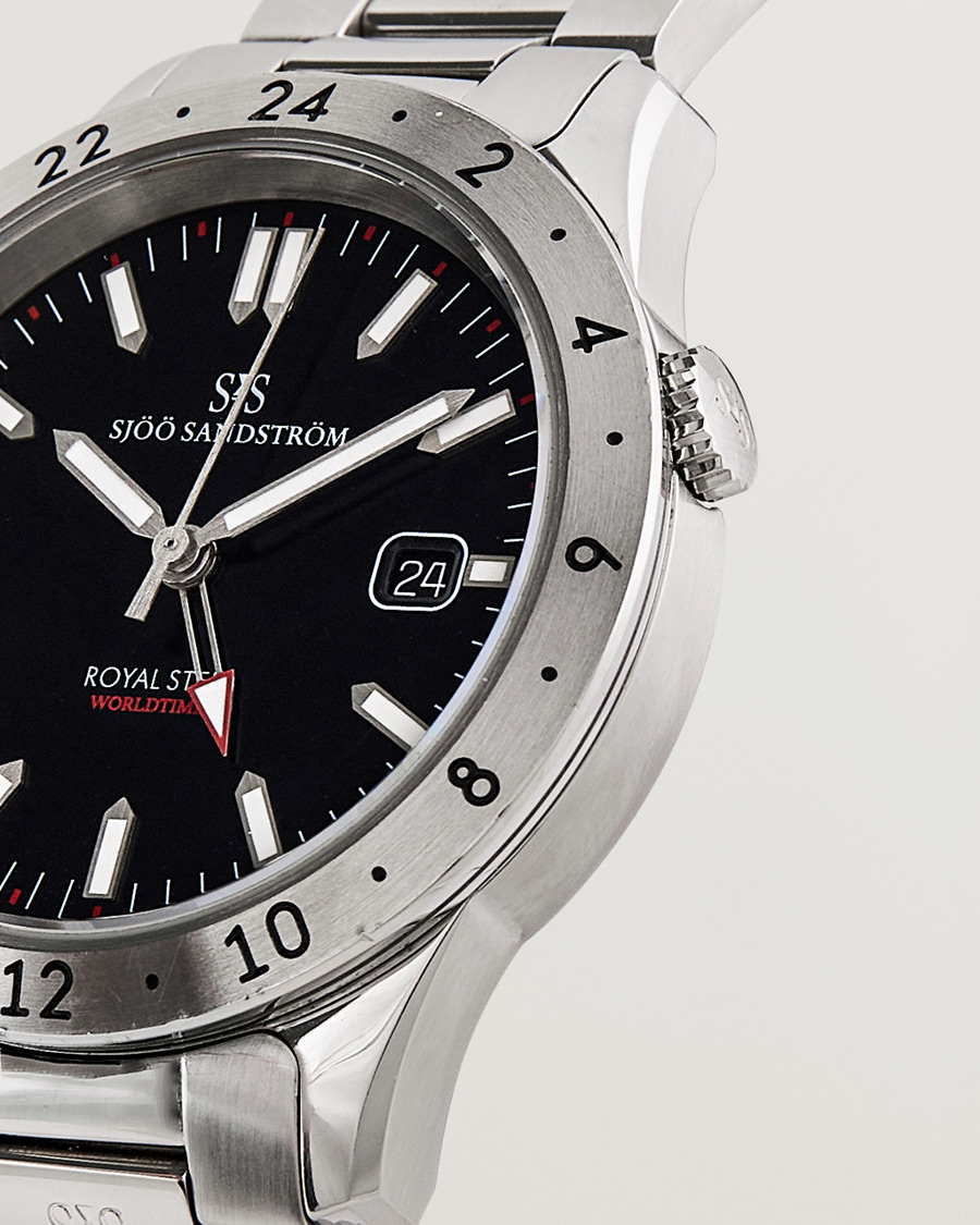 Mies | Sjöö Sandström Pre-Owned Royal Steel Worldstimer 41mm SS-1841-WT Silver | Sjöö Sandström Pre-Owned | Royal Steel Worldstimer 41mm SS-1841-WT Silver