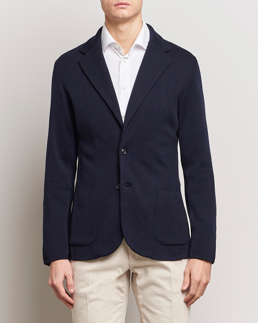 Mies | Pikkutakit | Lardini | Knitted Wool Blazer Navy