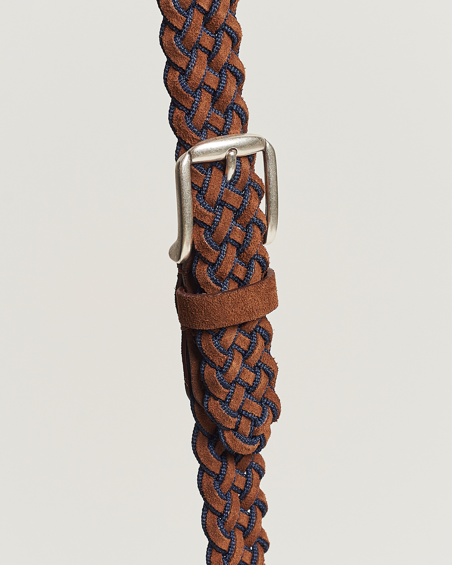 Mies | Anderson's Woven Suede Mix Belt 3 cm Brown/Blue | Anderson's | Woven Suede Mix Belt 3 cm Brown/Blue