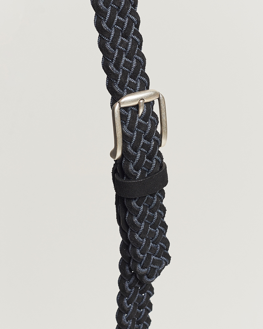 Mies | Anderson's Woven Suede Mix Belt 3 cm Navy | Anderson's | Woven Suede Mix Belt 3 cm Navy