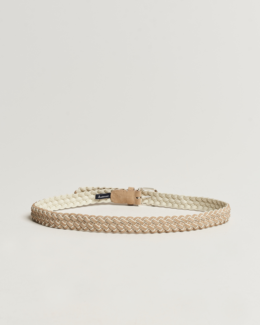 Mies | Anderson's Woven Suede Mix Belt 3 cm Beige | Anderson's | Woven Suede Mix Belt 3 cm Beige