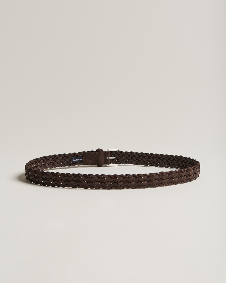Mies | Anderson's Woven Suede/Leather Belt 3 cm Dark Brown | Anderson's | Woven Suede/Leather Belt 3 cm Dark Brown