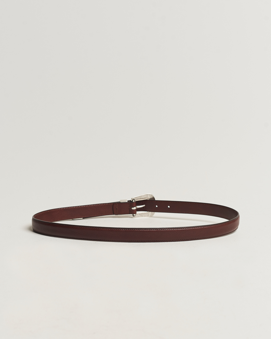 Mies | Vyöt | Anderson's | Grained Western Leather Belt 2,5 cm Dark Brown