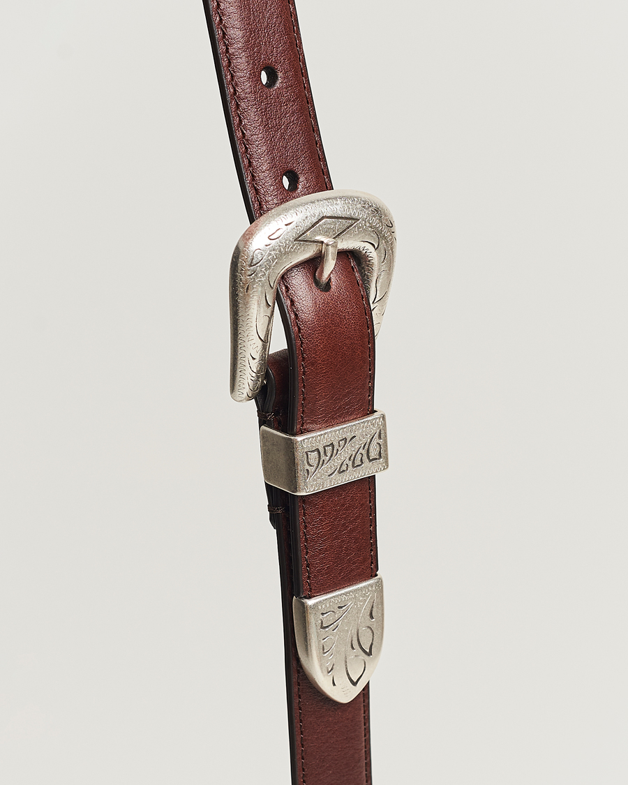 Mies | Anderson's Grained Western Leather Belt 2,5 cm Dark Brown | Anderson's | Grained Western Leather Belt 2,5 cm Dark Brown