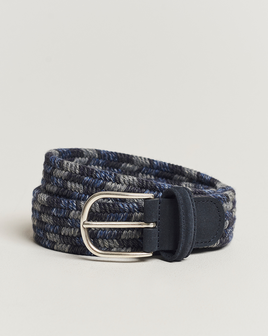 Mies |  | Anderson's | Braided Wool Belt Navy Multi