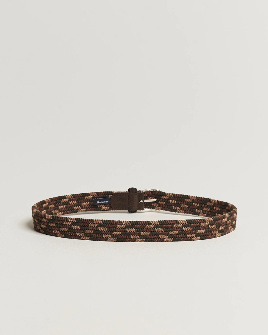 Mies | Italian Department | Anderson's | Braided Wool Belt Dark Brown