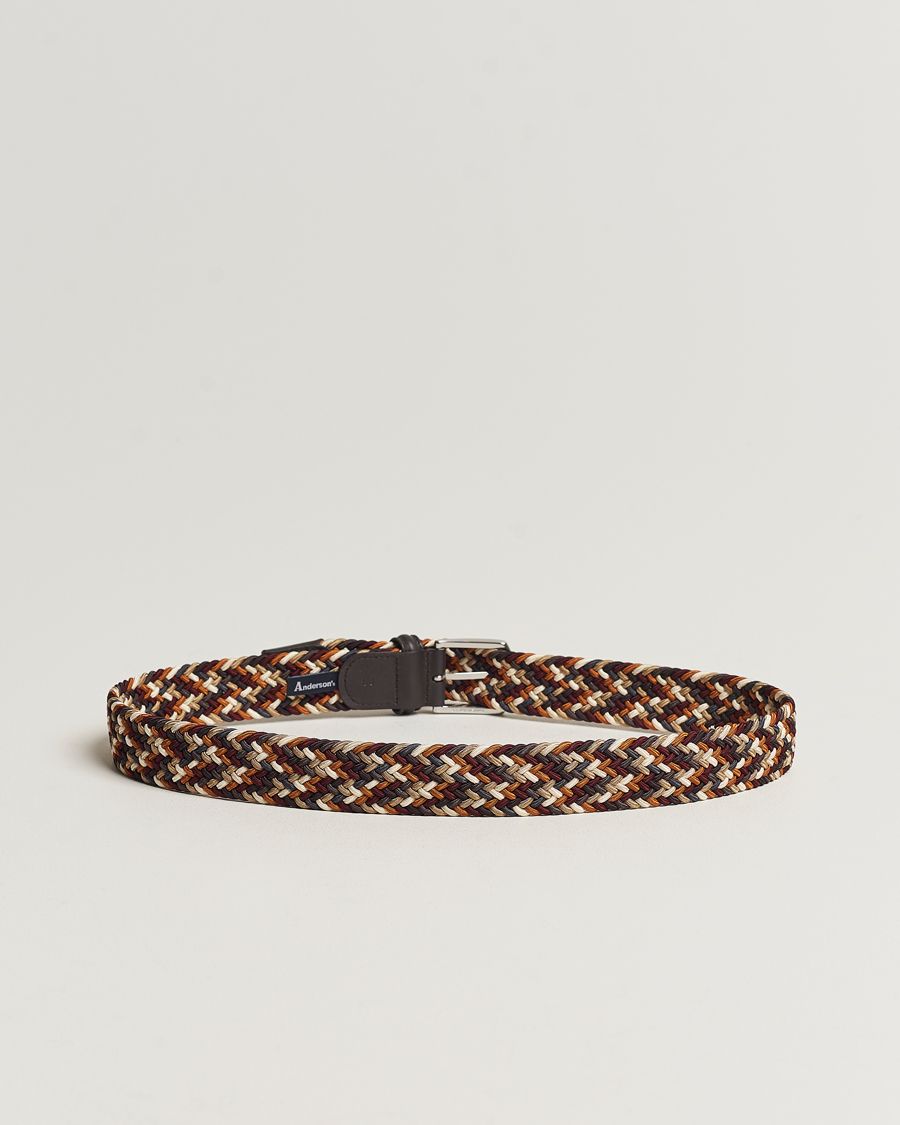 Mies |  | Anderson's | Stretch Woven 3,5 cm Belt Multi Brown