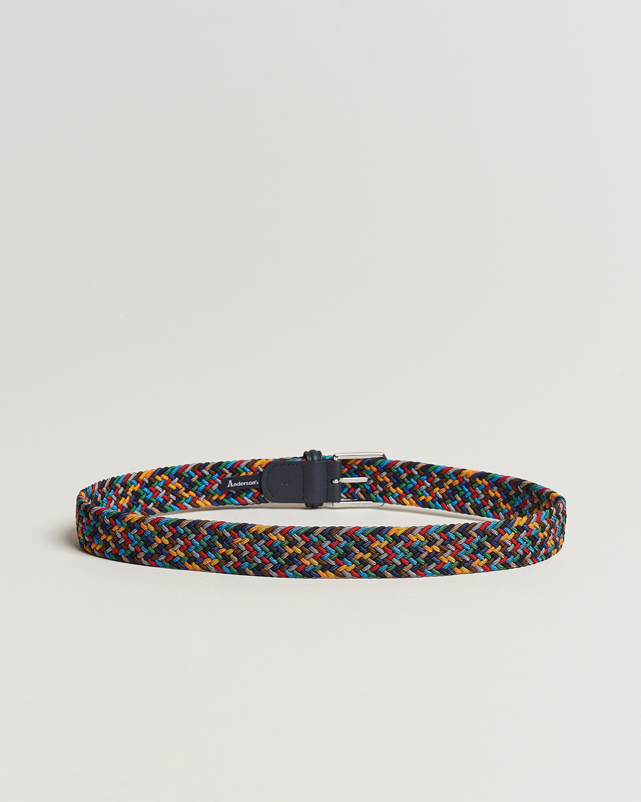 Mies | Vyöt | Anderson's | Stretch Woven 3,5 cm Belt Dark Multi