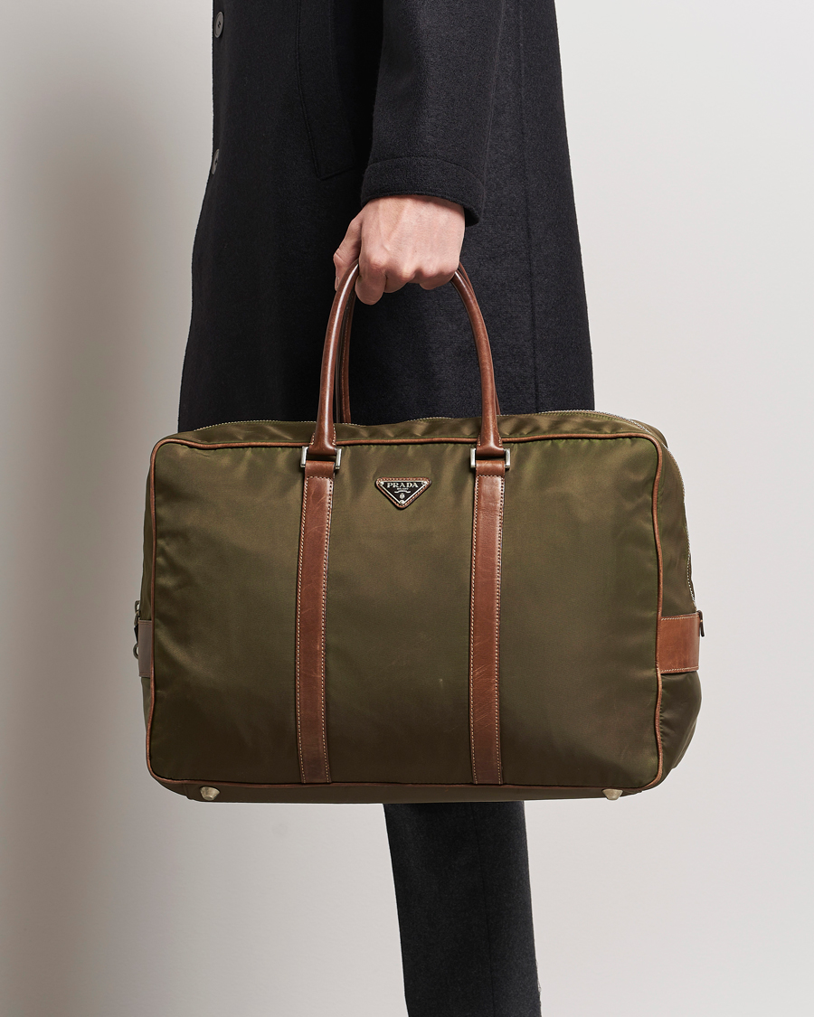 Mies | Prada Pre-Owned Boston Nylon Bag Moss Green  | Prada Pre-Owned | Boston Nylon Bag Moss Green 