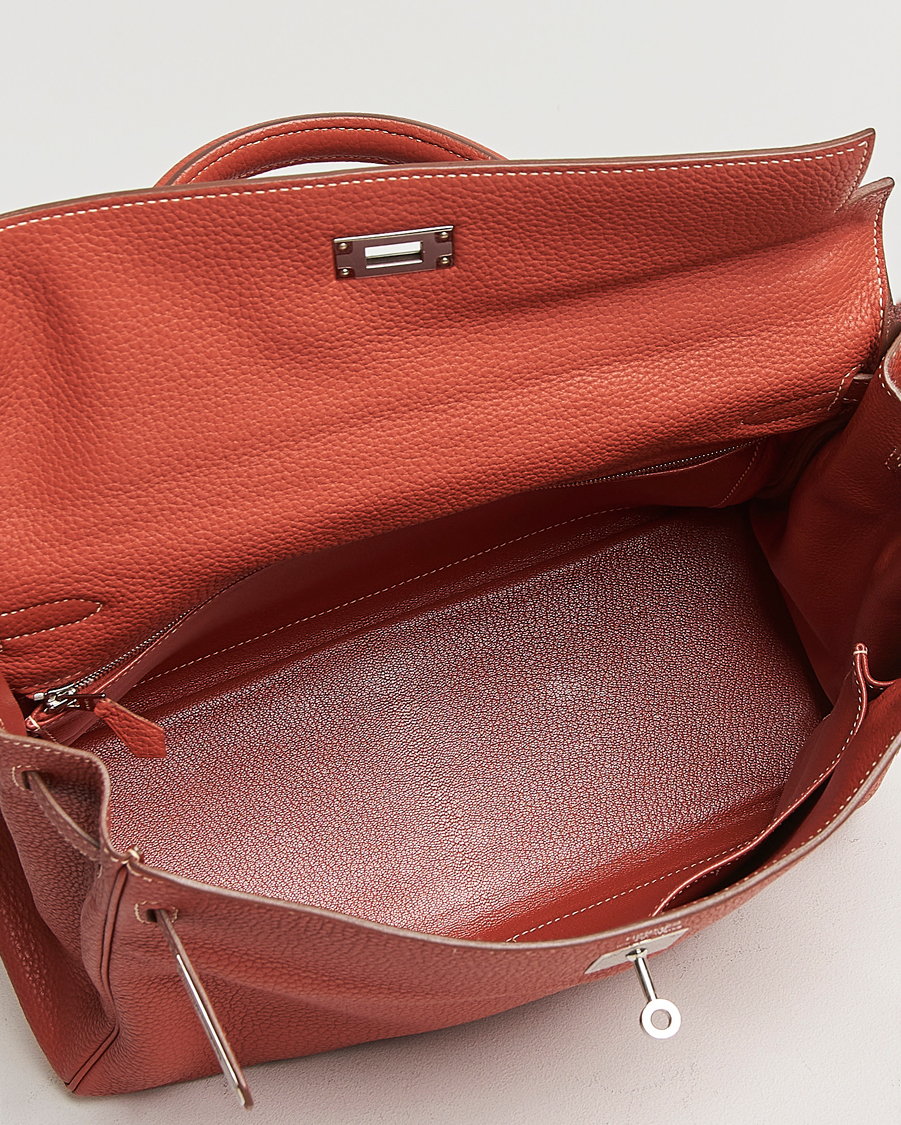 Mies | Hermès Pre-Owned Kelly 35 Handbag Taurillion Clemence Orange | Hermès Pre-Owned | Kelly 35 Handbag Taurillion Clemence Orange
