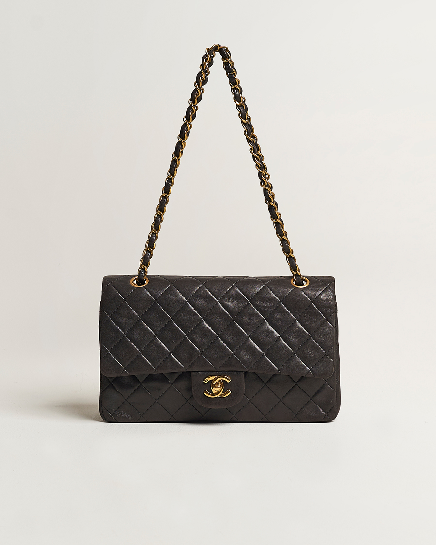 Mies | Chanel Pre-Owned Classic Medium Flap Bag Calf Leather Black  | Chanel Pre-Owned | Classic Medium Flap Bag Calf Leather Black 