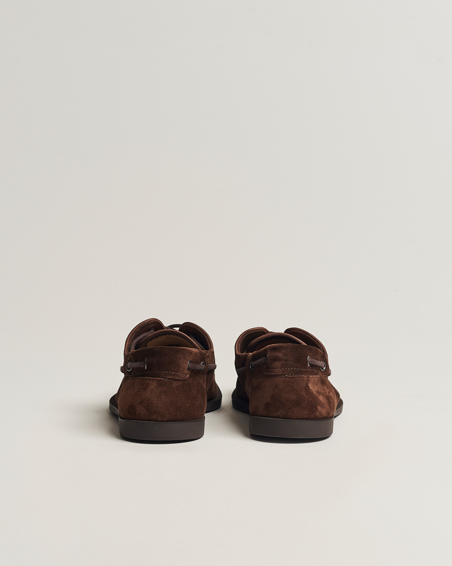 Mies | John Lobb Foil Boat Shoe Dark Brown/Cognac Suede | John Lobb | Foil Boat Shoe Dark Brown/Cognac Suede