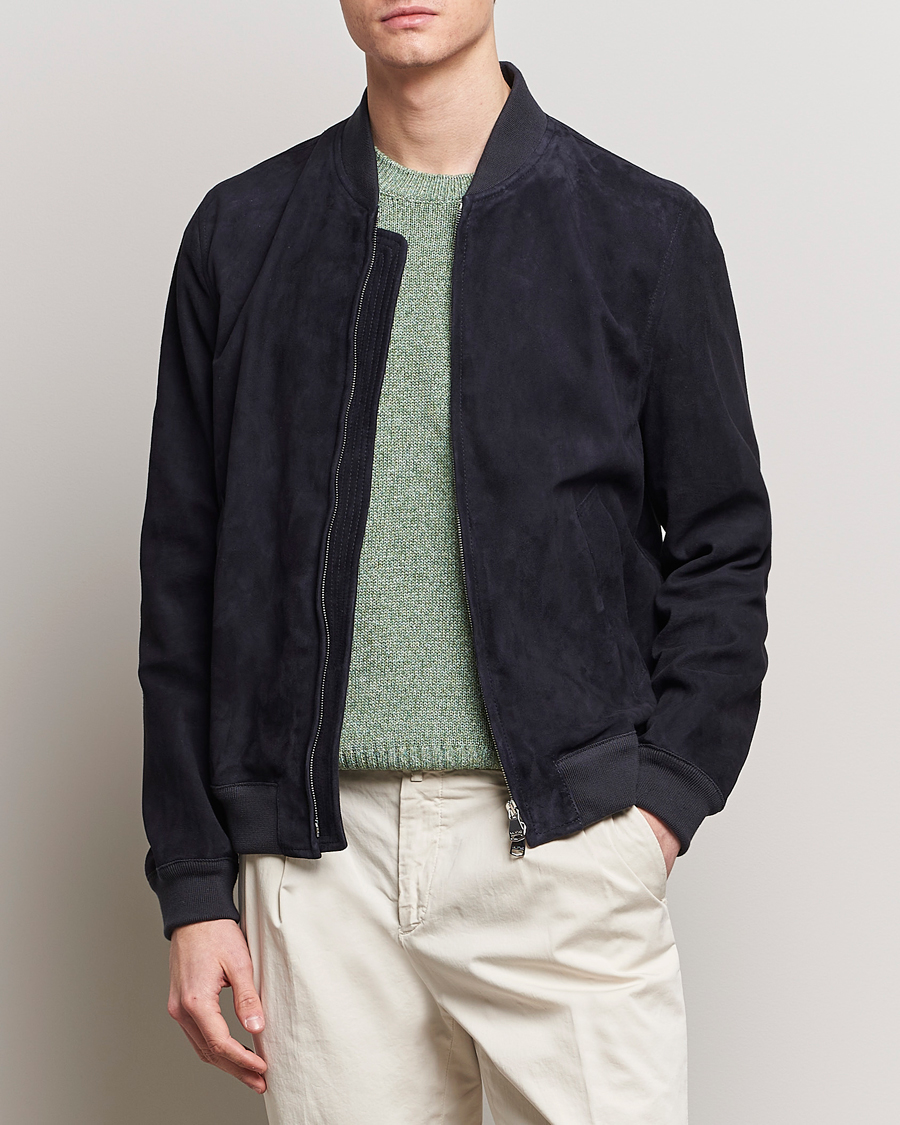 Mies | Takit | Valstar | Zip Suede Jacket Navy