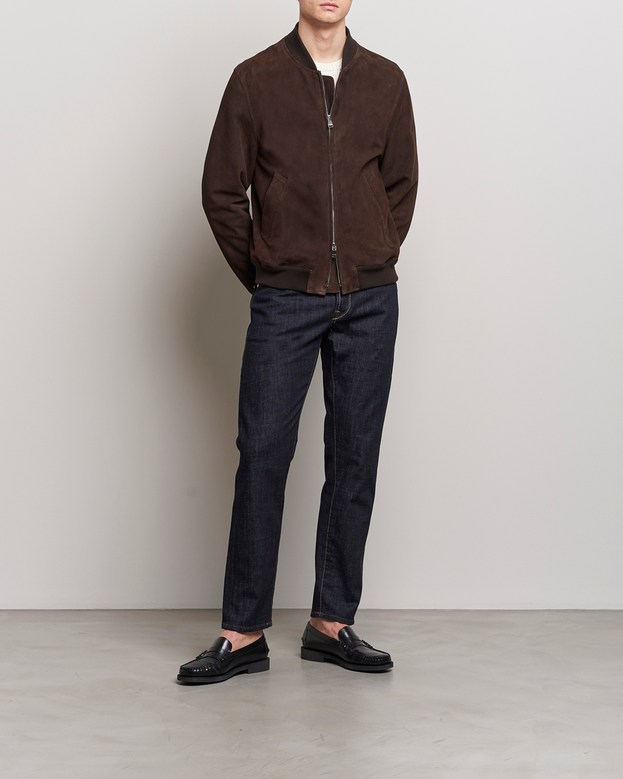 Mies | Takit | Valstar | Zip Suede Jacket Dark Brown
