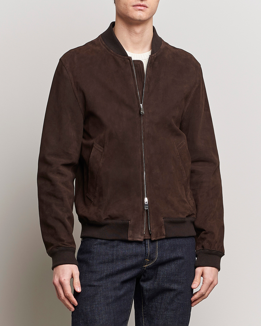 Mies | Takit | Valstar | Zip Suede Jacket Dark Brown