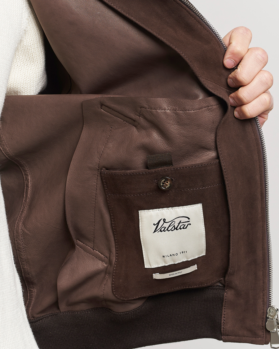 Mies | Takit | Valstar | Zip Suede Jacket Dark Brown