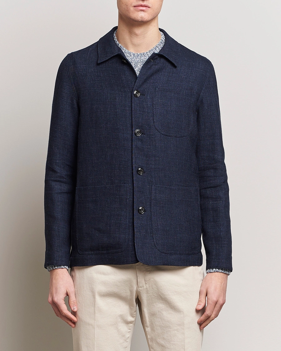 Mies | Takit | Altea | Wool/Linen Chore Jacket Navy