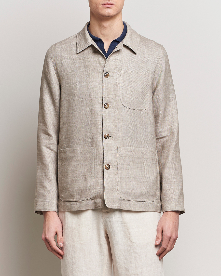 Mies | Italian Department | Altea | Wool/Linen Chore Jacket Light Beige