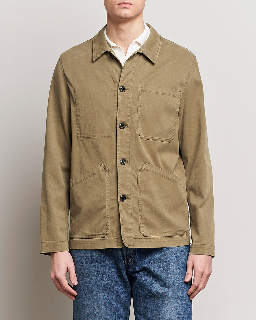 Mies |  | Altea | Soft Cotton Shirt Jacket Olive