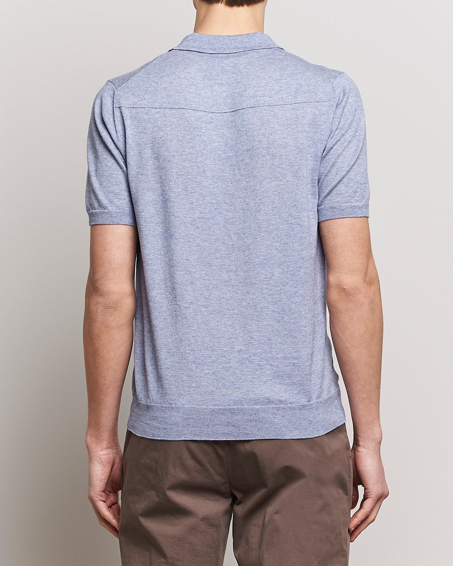 Mies | Pikeet | Altea | Cotton/Cashmere Polo Shirt Light Blue