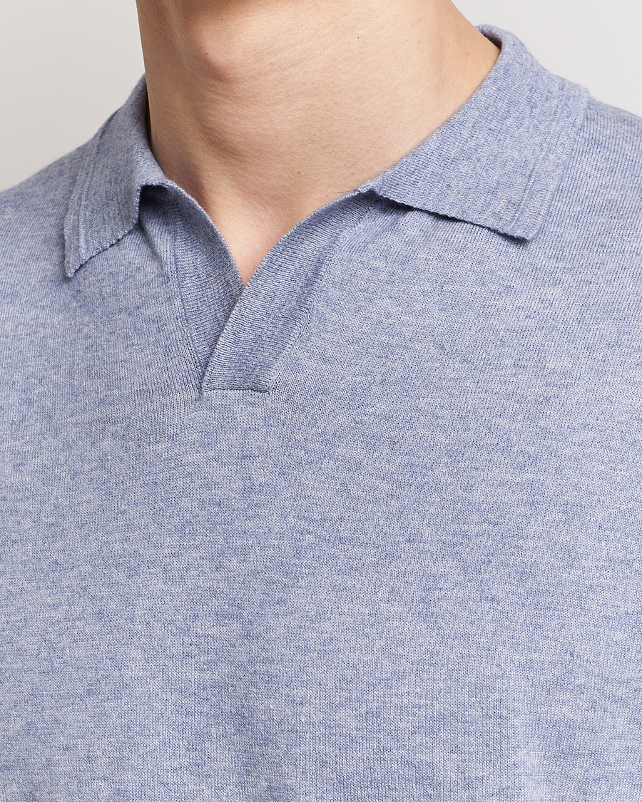 Mies | Pikeet | Altea | Cotton/Cashmere Polo Shirt Light Blue