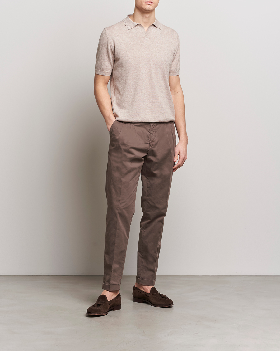 Mies | Pikeet | Altea | Cotton/Cashmere Polo Shirt Beige