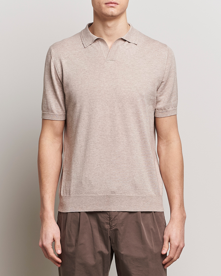 Mies | Lyhythihaiset pikeepaidat | Altea | Cotton/Cashmere Polo Shirt Beige