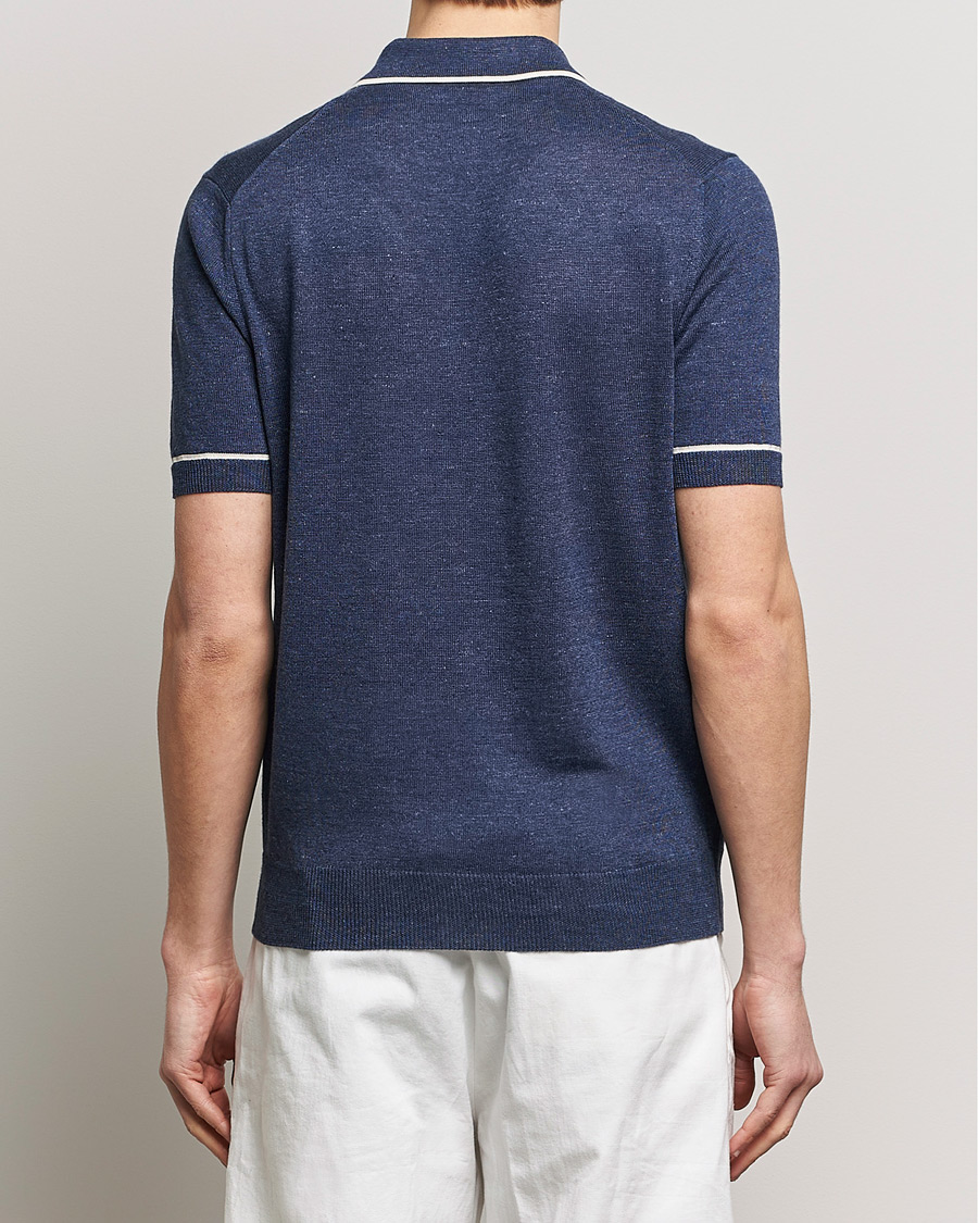 Mies | Pikeet | Altea | Linen/Cashmere Contrast Polo Navy
